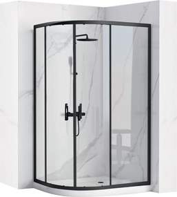 Cabina doccia REA Look Black 80x100 + Piatto doccia Look White