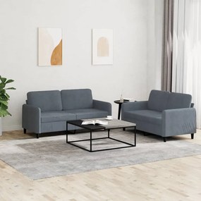 Set Di Divani 2 Pz Grigio Scuro İn Velluto /