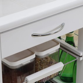 Carrello da Cucina con Ripiani e Cassetto Piano di Lavoro in Ceramica 57x37x83 cm...