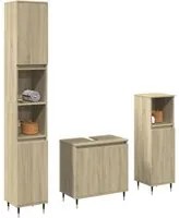 Set Mobili da Bagno 3 pz Rovere Sonoma in Legno Multistrato 3307673