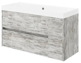 Mobile sottolavabo e lavabo Portofino per vasca centrale grigio antico in mdf L 100 x H 51 x P 40 cm, 1 anta 2 cassetti