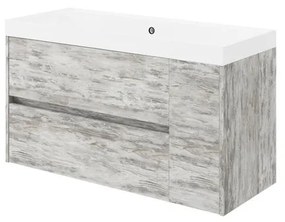 Mobile sottolavabo e lavabo Portofino grigio antico in mdf L 100 cm, 1 anta 2 cassetti