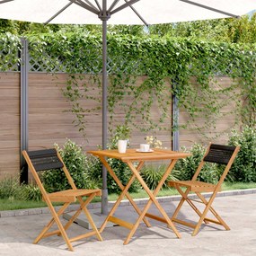 Set Da Bistrot 3pz Nero İn Polipropilene E Legno Massello /