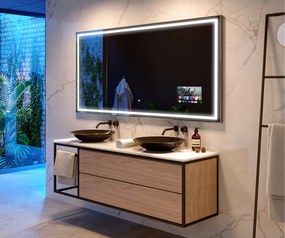 Specchio bagno retroilluminato LED L49 smart specchio per bagno con Stazione meteo Wi-Fi sinistra, Altoparlante Bluetooth