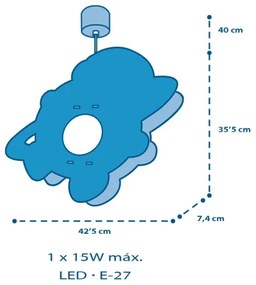 Dalber 41347 - Lampadario per bambini ASTRONAUT 1xE27/15W/230V