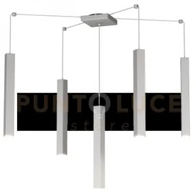 Square tube sospensione 5 luci grigio cavo cm.250 con base 1173-s5-gr