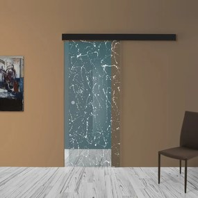 Porta scorrevole Paint in vetro multicolore, L 88 x H 215 cm, con binario Atelier nero Reversibile
