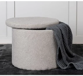 Pouf Dunken 51x51x43 Cm Pelliccia Grigio /