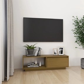 Mobile porta tv marrone miele 110x30x33,5 cm in legno di pino