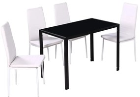 Set Tavolo da Pranzo 5 pz Nero e Bianco