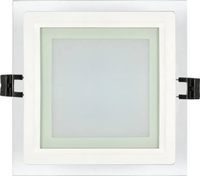 Pannello LED Quadrato da incasso 18W Foro 155x155mm IP44 in Vetro Colore Bianco Naturale 4.200K