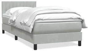 Giroletto A Molle Con Materasso Grigio Chiaro 90x220 Cm Velluto /
