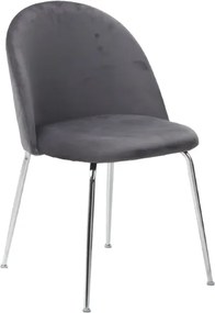 Sedia da pranzo in velluto Grigio Scuro con gambe in metallo Cromo - PARIS 2 sedie