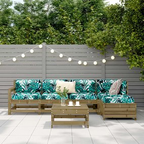 Set divani da giardino 6 pz in legno impregnato di pino
