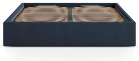 Letto matrimoniale imbottito blu scuro con contenitore/senza testiera con rete inclusa 160x200 cm Susan – Micadoni