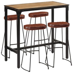 Set Bar 5pz Legno Massello Mango Grezzo E Metallo /