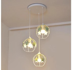 Lampadario a sospensione per bambini STARS 3xE27/15W/230V verde/bianco
