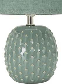 Lampada da Comodino Pontus Turchese Ø14x27 cm in Ceramica e Ferro e Tessuto Azzurro...