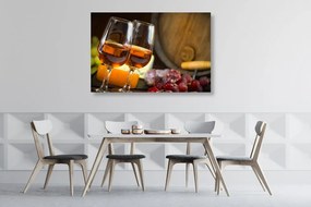Quadro su tela – Due bicchieri di vino rosato