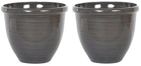 Set di 2 vasi in pietra marrone scuro ⌀ 44 cm TESALIA Beliani