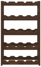 Portabottiglie per 20 bottiglie marrone legno massello di pino