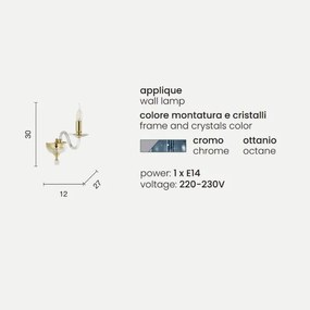 Applique PAGANINI a 1 LUCE in vetro lavorato a mano OTTANIO