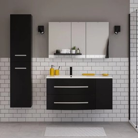 Mobile da bagno sospeso sotto lavabo L 111.2 x H 53.7 x P 47.5 cm nero laccato opaco, 2 cassetti, 1 anta SENSEA Perla