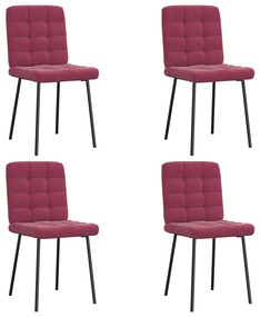 Sedie Da Pranzo 4 Pz Rosso Vino İn Velluto /