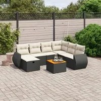 Set Divani da Giardino con Cuscini 8 pz Nero in Polyrattan 3265074