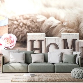 Carta da parati – Natura morta con scritta Home