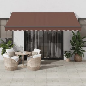 Tenda Da Sole Retrattile Automatica Con Led Marrone 400x300 Cm /