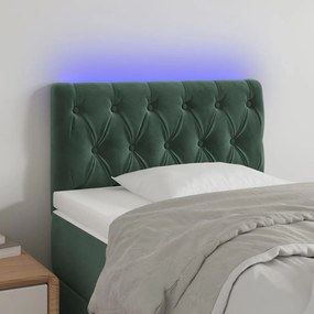 Testiera A Led Verde Scuro 80x7x78/88 Cm İn Velluto /
