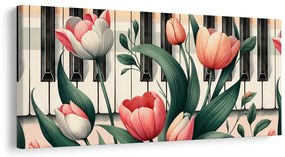 Quadro su tela – Fiori al ritmo della musica e del pianoforte