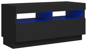 Mobile porta tv con luci led nero 80x35x40 cm