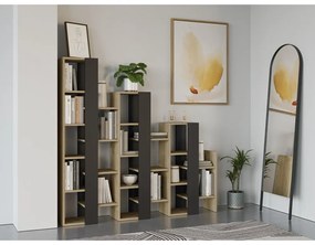 Scaffale in rovere decorato in nero e naturale 158x151 cm Anissa - Marckeric