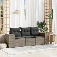 Set Divani da Giardino 3 pz con Cuscini Grigio in Polyrattan 3254597