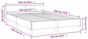 Giroletto con Testiera Grigio Chiaro 120x190 cm in Tessuto