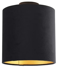 Plafoniera con paralume in velluto nero e oro 25 cm - Combi Black