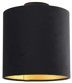 Plafoniera nera velluto nero oro 25 cm COMBI