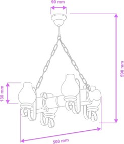 Brilagi - Lampadario a sospensione con catena RUSTIC 4xE14/40W/230V faggio
