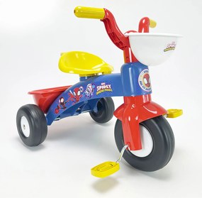 Triciclo a Pedali Primi Passi per Bambini 3 Ruote e Vano Contenitore Marvel Spidey Blu e Rosso...