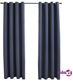 vidaXL Tende Oscuranti con Anelli in Metallo 2 pz Antracite 140x175 cm
