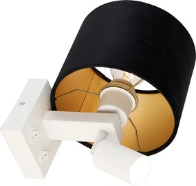 Applique bianca con luce di lettura e paralume 18 cm nero - Brescia