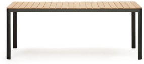 Kave Home - Tavolo 100% da esterno Bona legno massello di teca e alluminio finitura nera 200 x 100 cm