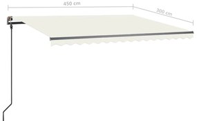 Tenda da Sole Retrattile Manuale con LED 4,5x3 m Crema