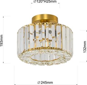 Plafoniera VETRO 1xE27/15W/230V Ø 24,5 cm dorata