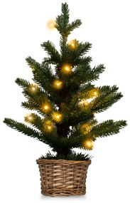 Costway Albero di Natale pre-illuminato con 96 rametti 20 luci LED timer, Albero Natale mini artificiale da tavolo 53cm