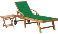 Lettino Prendisole con Tavolo e Cuscino in Massello di Teak 3063026