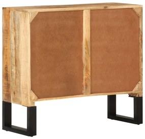 Credenza 80x30x71 cm in legno grezzo massello mango e metallo