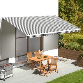 Tessuto Di Ricambio Per Tenda Da Sole Antracite E Bianco 6x3 M /